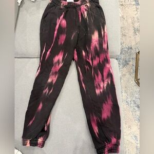 Cotton Citizen Black and Pink Tie-Dye Joggers